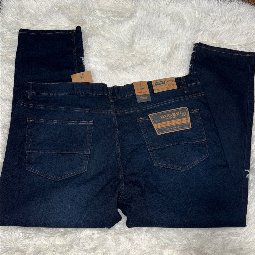 NWT Size 46 X 30 Rugby Men's Comfort Stretch Fit Dark Ivy Blue Jeans New w/tags